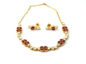 Conjunto de collar y aretes de latón chapado en oro de 18k - Joyería hecha a mano para ella - Product Image 3