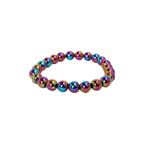 Rainbow Hematite Bohemia Geometric 18K Gold Plated <b>Silver</b> <b>Beaded</b> <b>Bracelet</b> Unisex Everyday Wear - Product Image 3