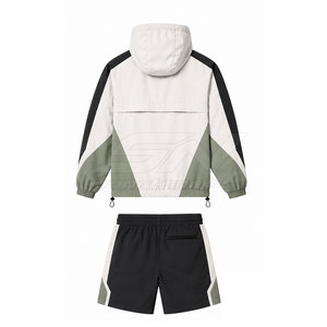 Athletic <b>Men</b> Lightweight Hooded Windbreaker Shorts Set Matching Sports Jacket And Shorts For Running Gym Outdoor Activewear - Product Image 2