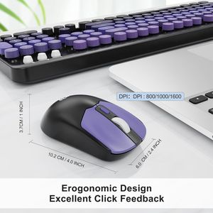 2.4G Full-Sized Wireless Keyboard <b>Mouse</b> Combo Cute Colorful 104 Retro Typewriter Keys with <b>Mouse</b> <b>Mouse</b> Keyboard - Product Image 3