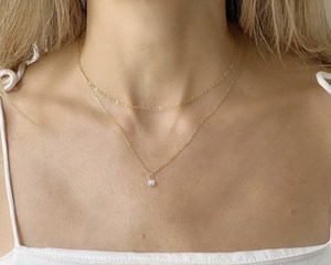 Dainty Moonstone Layered <b>Necklace</b> Set for Women Round Drop Moonstone <b>Necklace</b> Elegant Handmade Jewelry Gift for Her - Product Image 1