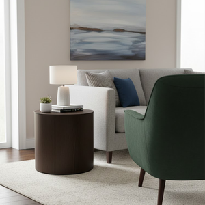 Muebles Modernos y Duraderos para Sala de Estar de Vietnam, Mesa de Centro Redonda con una Pata de Pilar, Chapa de MDF, Fresno, 1 Año de Garantía - Product Image 5