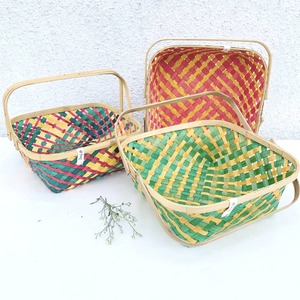 Top Selling Natural Empty <b>Wicker</b> Fruit <b>Basket</b> Bamboo <b>Baskets</b> With <b>Handle</b> for Kitchen Storage - Product Image 6