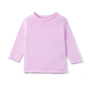 เสื้อสเวตเตอร์เด็กผู้หญิงถักนิตติ้งสีชมพู คอเต่า แขนสามส่วน ผ้าฝ้าย 100% สไตล์ลำลองน่ารักสำหรับฤดูใบไม้ผลิ ชั้นเดียว - Product Image 3