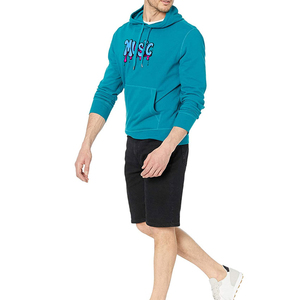 เสื้อฮู้ดผู้ชายสีเขียวอมฟ้า พิมพ์ลายดนตรี ทรงปกติ ผ้าฝ้ายเฟรนช์เทอร์รี่ สวมใส่สบาย มีกระเป๋าด้านหน้า เหมาะสำหรับใส่ในฤดูใบไม้ผลิ - Product Image 3