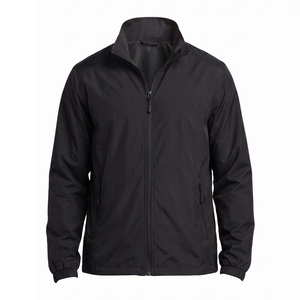 Chaqueta de hombre negra a prueba de viento, estilo racer, corte regular, cuello alto, con cremallera, ligera, para primavera. - Product Image 3