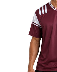Maroon <b>White</b> Men Performance V Neck T Shirt Short Sleeve Sports Jersey Quick Dry Breathable Custom Athletic Gym Training <b>Tee</b> Top - Product Image 3