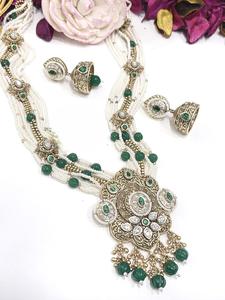 Elegante Juego de Collar y Aretes de Oro y Perlas de Primera Calidad, Joyería para Mujer para Festivales, Bodas, Fiestas y Compromisos - Product Image 2