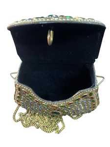 กระเป๋าคลัทช์ Kundan แบบมีฝาปิด ประดับลูกปัด ลายนูน ตกแต่งด้วยหิน พร้อมสายโซ่ทอง เหมาะสำหรับงานแต่งงานและกิจกรรมกลางแจ้ง - Product Image 4