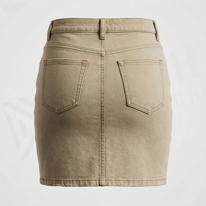 Minifalda de Mezclilla de Cintura Alta para Mujer, Estilo Casual, Ajustada, con Bolsillos, para Todas las Temporadas, Tejido de Tela - Product Image 3