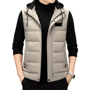 Gilet polaire chaud personnalisé pour homme, automne-hiver 2026, sans manches, en coton, col montant, grande taille, veste d'hiver unisexe avec logo frontal - Product Image 1
