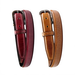Ceinture décontractée pour homme en cuir véritable, écologique, imperméable, avec boucle automatique en alliage, personnalisable avec logo OEM, vente en gros - Product Image 1