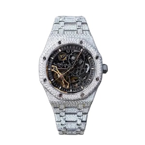 Montre mécanique hip-hop de luxe entièrement automatique montre squelette AP de luxe en acier inoxydable 41mm montre Moissanite en verre étanche - Product Image 1