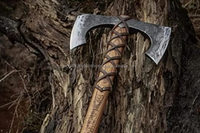 Steel Craft International Tomahawk Viking Berkualitas Tinggi Kelas Industri Dengan Dua Mata Pisau Datar dan Pegangan Kayu Baja Tahan Karat