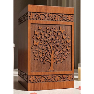 Wooden Urn with Nameplate for Memorial Use Elegant Wooden Urn with Smooth Rounded <b>Edges</b> by AYAANS - Product Image 2