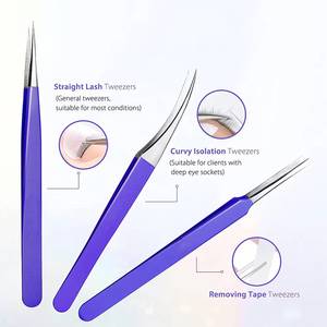 ชุดแหนบต่อขนตา Morje Surgical Precision สแตนเลสสตีล ปลายเรียบ 10 มม. ด้ามสีม่วง ชุด 6 ชิ้น สำหรับต่อขนตา - Product Image 4