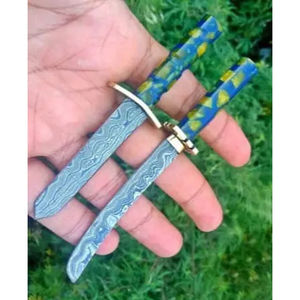 Cuchillo de Cocina Miniatura de Acero de Damasco Personalizado Hecho a Mano por Burraq DIY OEM con Hermosa Mango, Regalo para Chef, Hecho en Pakistán - Product Image 3