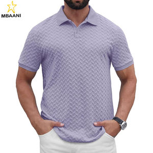 Polo en tricot pour homme à manches courtes, texturé, décontracté, col polo, t-shirt de golf - Product Image 2