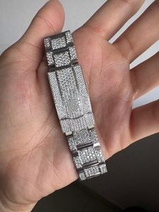 Reloj Hip Hop Moissanite Totalmente Cubierto de Diamantes, Esfera Arábiga Arcoíris, Acero Inoxidable, Analógico, Correa de 20mm, Cristal, Joyería para Hombres Rapper, Fiesta - Product Image 3