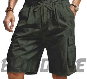 BLOODLINE Men's <b>White</b> <b>Cargo</b> Bermuda Shorts Mid Waist Elastic Waist Quick Dry Casual Style Pockets Camouflage Pattern PU Material - Product Image 5