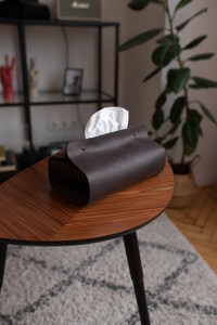 Corporate Gift Genuine Leather Tissue Box Cover Executive <b>Office</b> <b>Desk</b> Organizer Luxury Napkin Holder Case Button Closure - Product Image 6