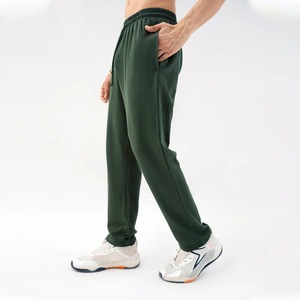 Pantalon de survêtement en coton vert foncé pour homme, taille mi-haute, avec cordon de serrage, décontracté, avec poches, coupe classique, pour l'automne - Product Image 2