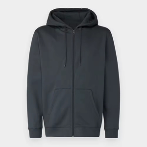 Sweat-shirt à capuche zippé noir pour homme, coupe classique, en molleton français, décontracté, avec poches avant - Product Image 1