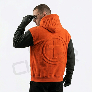 Sweat-shirt à logo gaufré de haute qualité, imprimé en 3D, surdimensionné, blanc, personnalisé, pour hommes - Product Image 4