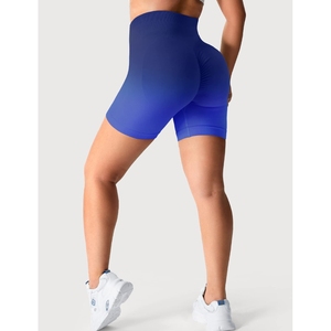 Shorts de yoga sans couture bleu dégradé taille haute pour femme, effet push-up, pour la gym, l'entraînement et la course - Product Image 2