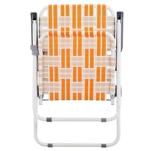 Ensemble de 2 chaises de plage pliantes orange et blanches à dossier en toile pour l'extérieur, la terrasse, le jardin, le camping, la pêche, le bord de la piscine, le barbecue - Product Image 1