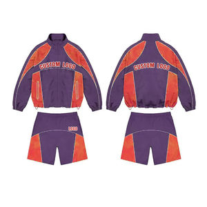 New Winter Casual Breathable Polyester/Cotton Windbreaker Short Set <b>Zip</b>-<b>Up</b> <b>Jacket</b> Tracksuit Reversible Plus Size Lightweight - Product Image 5