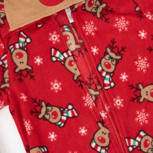 Girls Reindeer Family Matching Christmas Pajamas <b>Onesie</b> Set Soft Polar <b>Fleece</b> Anti-Pilling Hooded Sleepwear for <b>Kids</b> & Baby - Product Image 4