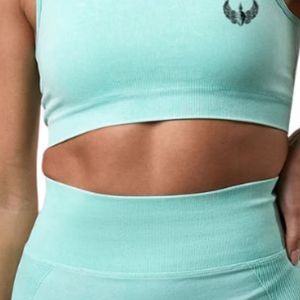 Sujetador Deportivo Azul Cielo con Cuello Cuadrado para Mujer, Ropa Deportiva Elástica para Gimnasio, Entrenamiento, Ejercicio, Ropa de Alto Rendimiento - Product Image 5