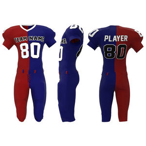 Conjunto de Uniforme de Fútbol Americano Personalizado, Blanco, Azul, Rosa, con Estampado de Rayos, Sublimado, Transpirable, Ajustado, para Hombre - Product Image 2