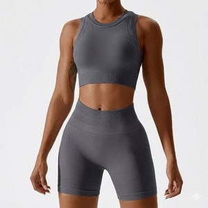 Shorts Deportivos de Alto Rendimiento para Mujer, Shorts de Gimnasio Lisos para Correr, Shorts de Yoga de Nailon para Mujer, Conjunto de Yoga de 2 Piezas - Product Image 1