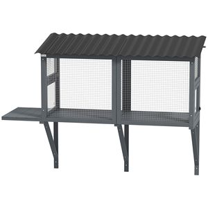 Catio per Gatti in Legno Grigio con Recinto Esterno, Finestra, Postazione di Riposo e Piattaforma per Saltare, Sicuro per Gatti per Godersi la Natura - Product Image 1