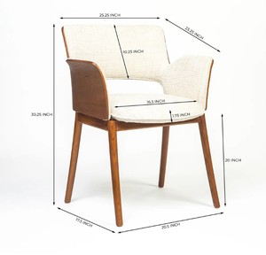 Ensemble de salle à manger en bois de style mid-century modern, 6 pièces, chaises à dossier rembourré, table rectangulaire, meubles pour la maison - Product Image 6