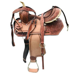 Silla de Montar Occidental de Cuero Marrón Hecha a Mano de Primera Calidad, Tallada, para Equitación, con Asiento Acolchado Cómodo y Duradero para Rancho - Product Image 3