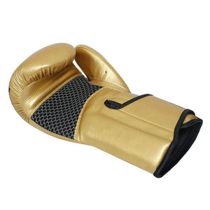 Gants de boxe en PU dorés avec bandes noires, fermeture Velcro, respirants, pour adultes - Product Image 6