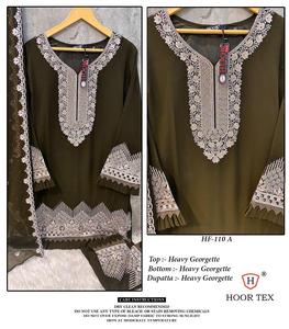 Eid Shalwar Kameez: Heavy Georgette Top con Zarkan Work, Matching Bottom & Dupatta (/XXL-44) - Product Image 2