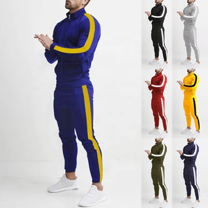 Ensembles de survêtements en polyester et élasthanne de haute qualité, vêtements de sport unis pour l'automne, ensembles de survêtements pour hommes en 2 pièces - Product Image 6