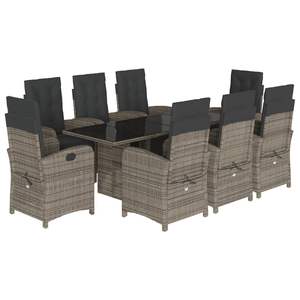 Conjunto de Comedor de Jardín de 8 Plazas en Ratán PE Gris Oscuro con Acabado Negro Elegante - Product Image 2