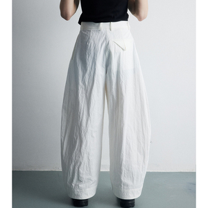 White Women's Loose Wide Leg Harem Pants High <b>Waist</b> Full Length Cotton Casual Summer <b>Trousers</b> Pockets <b>Elastic</b> <b>Waist</b> Breathable - Product Image 4
