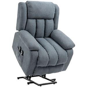 Poltrona Reclinabile Elettrica Grande e Alta in Vera Pelle con Massaggio, Braccioli Imbottiti e Telecomando - Product Image 1