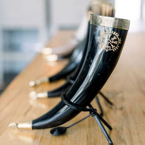 DEMANDED NATURAL DESIGN VIKING <b>DRINKING</b> <b>HORN</b> Stand Unique Design Accept Custom Logo High Quality Feng Shui Religious - Product Image 1