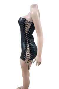 Robe de club en cuir PU sexy et élégante pour femmes, vente en gros, nouvelle collection, dentelle tendance, best-seller - Product Image 5