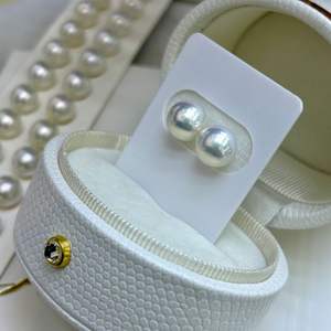 Pendientes de Perlas Naturales Redondas de 11-10 mm, Estilo Reina de las Nieves, con Brillo Completo y Belleza Impecable, 925 de Precisión - Product Image 3