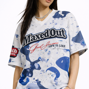 Maillot de football américain en maille polyester respirante, imprimé camouflage, coupe oversize, personnalisable par sublimation, OEM, marque privée, vente en gros - Product Image 3