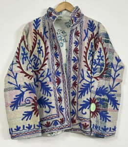 Veste en coton Suzani, style floral, manteau bohème, vêtements de créateur, veste brodée, faite à la main, couleur grise, manteau pour femme - Product Image 5