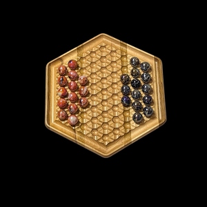 Jeu de société hexagonal en bois avec billes de verre colorées, stratégie moderne pour deux joueurs, design artisanal pour le plaisir - Product Image 6